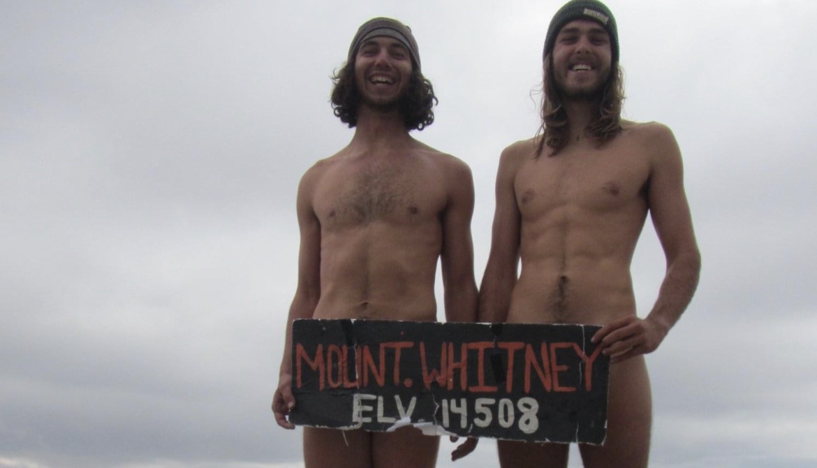 On the summit of Mt. Whitney, the southern terminus of the John Muir Trail